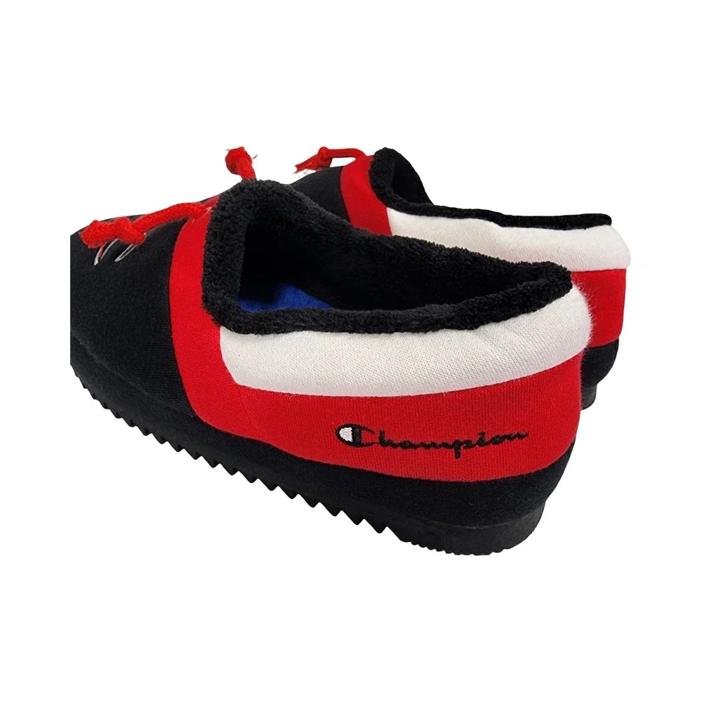 Champion Kids Slippers Youth Size 5Y Black Red White C Logo Cozy Slip On‎